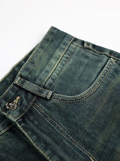 80s Grunge Streetwear Blue Tinted Wide Leg Jeans