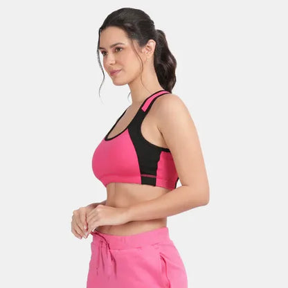 Envie cotton padded sports bra with removable pads and non-wired comfort