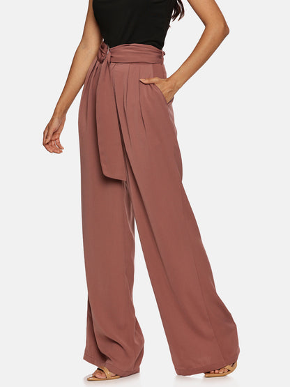 IS.U Mauve Wide Leg Belted Pant