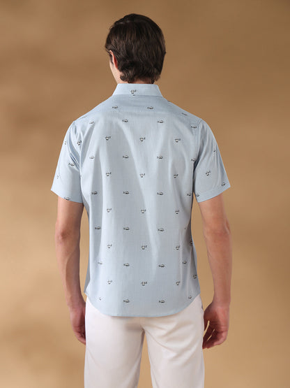 Blue Regular Fit Casual Cotton Shirt for men (CULIX)
