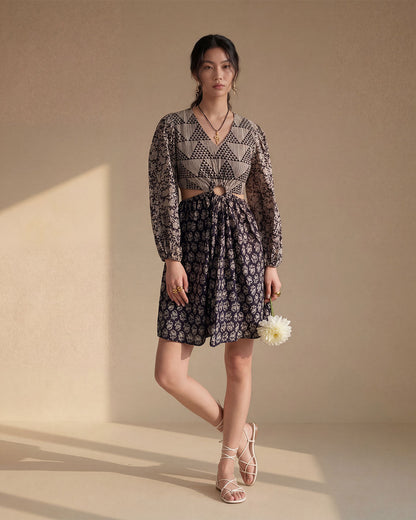 Black Cotton Floral Dress