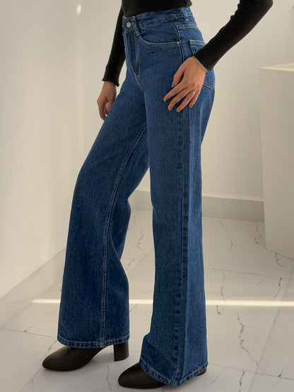 Dark Blue Wide Leg Jeans