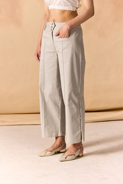 High Banded Waist Wide Leg Pants