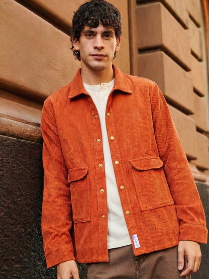Men's Corduroy Oversized Rust Orange Shacket