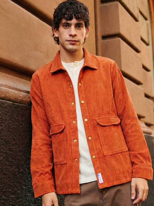 Men's Corduroy Oversized Rust Orange Shacket