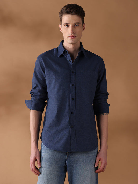 Blue Regular Fit Checked Casual Shirt for Men (LAUR)