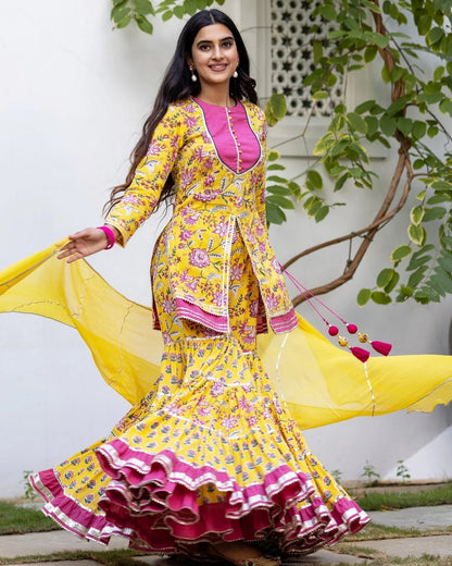 Krisha Yellow Sharara Set