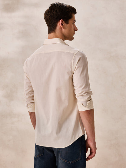 Yellow Regular Fit Solid Formal Cotton Shirt for Men (LAZEN)
