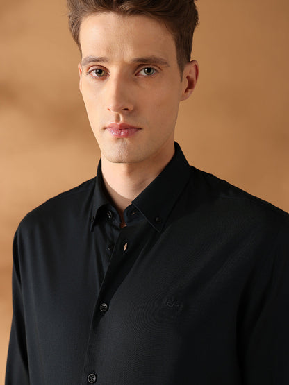 Black Regular Fit Solid Formal Shirt for Men (CROCE)