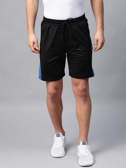 Alcis Men Black Solid Slim Fit Sports Shorts