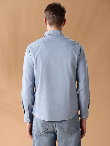 Blue Regular Fit Solid Casual Shirt for Men (SILVO)