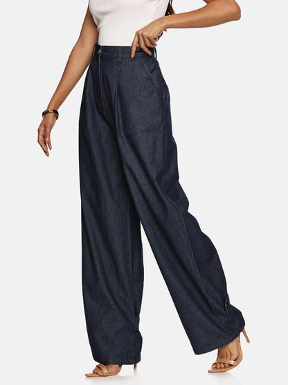 IS.U Dark Blue Barrel Fit Pant
