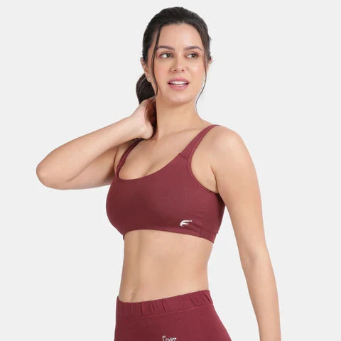 Wine color sports bra Envie non padded non wired full coverage comfortable gym workout bra for daily activewear