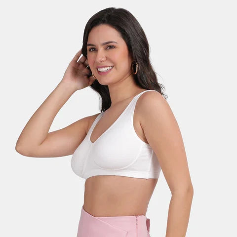 Non padded non wired sleeping bra Envie NVB1022 white full coverage gentle support sleep bra