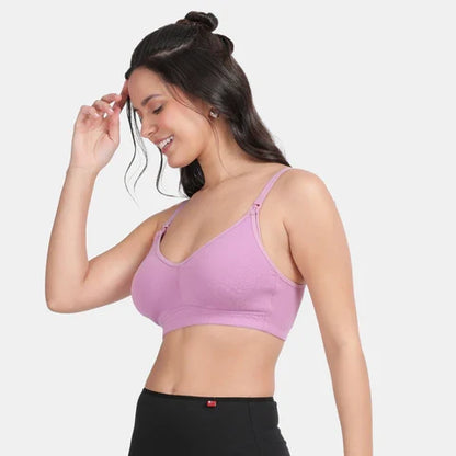 Envie nursing bra purple NVB1116 non wired non padded soft fabric breathable maternity bra for new moms