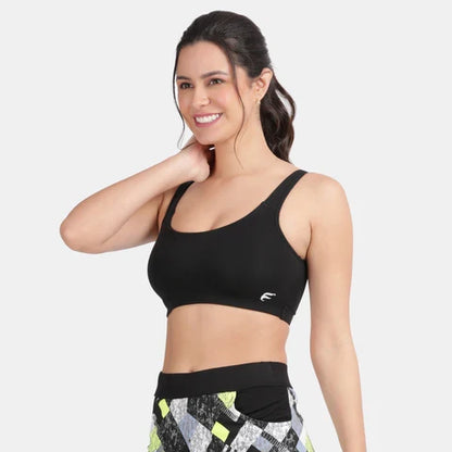 Black sports bra Envie non padded non wired full coverage comfortable gym workout bra for daily activewear