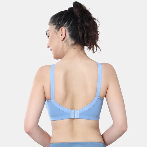 Blue t shirt bra Envie non wired non padded full coverage seamless bra invisible under clothes daily wear