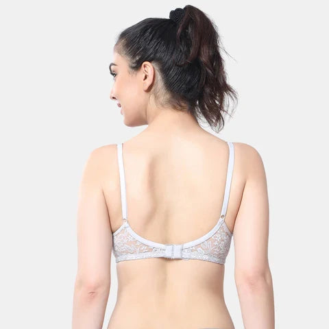 Seamless grey melange lace bra Envie 3/4th coverage non wired non padded lightweight comfortable bra for women