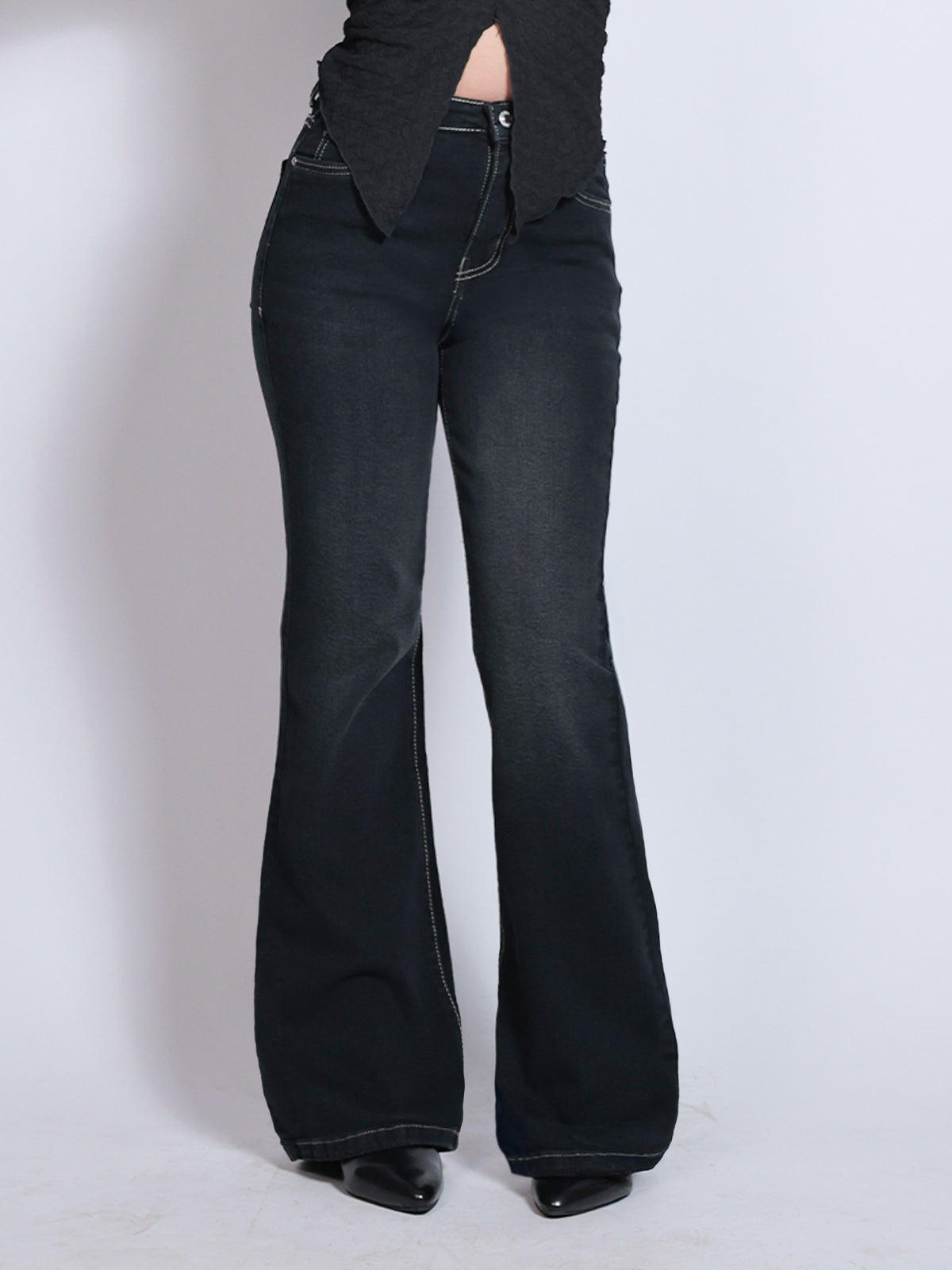 Premium Space Black Washed Bootcut Jeansâ€¨â€¨