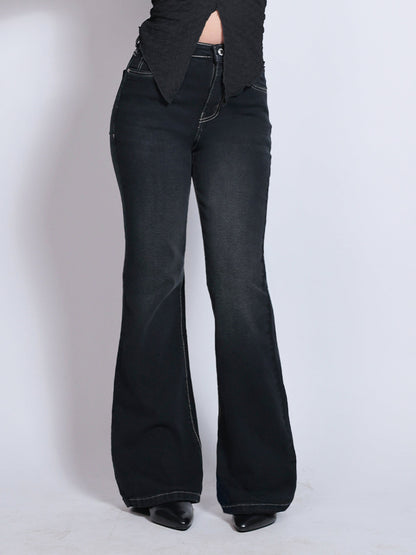 Premium Space Black Washed Bootcut Jeansâ€¨â€¨