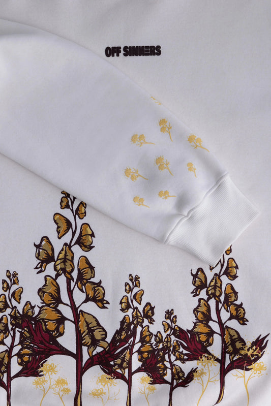 Frost Flower Printed White Sweatshirt Off Sinners
