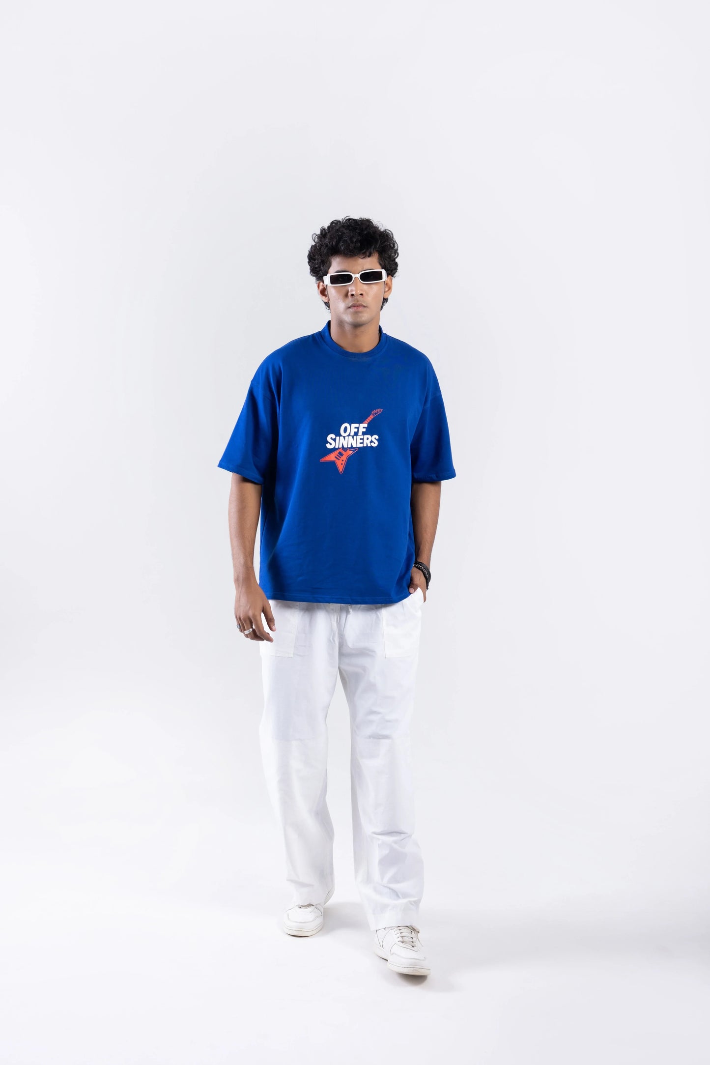 "Play Metal" Round Neck Printed Blue T-Shirt