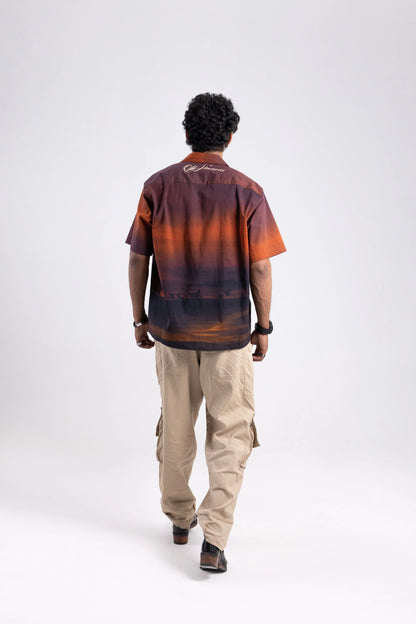 Heaven's Reckoning Oversized Printed Cuban Collar Shirt