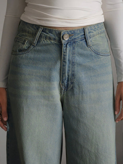Arctic Blue Tinted Wide Leg Jeans