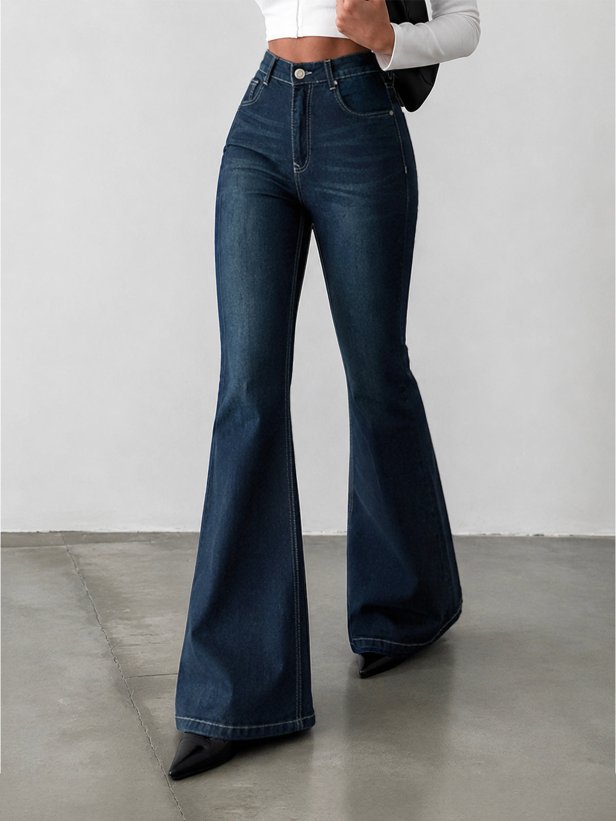Cyber Blue Tinted Bootcut Jeans