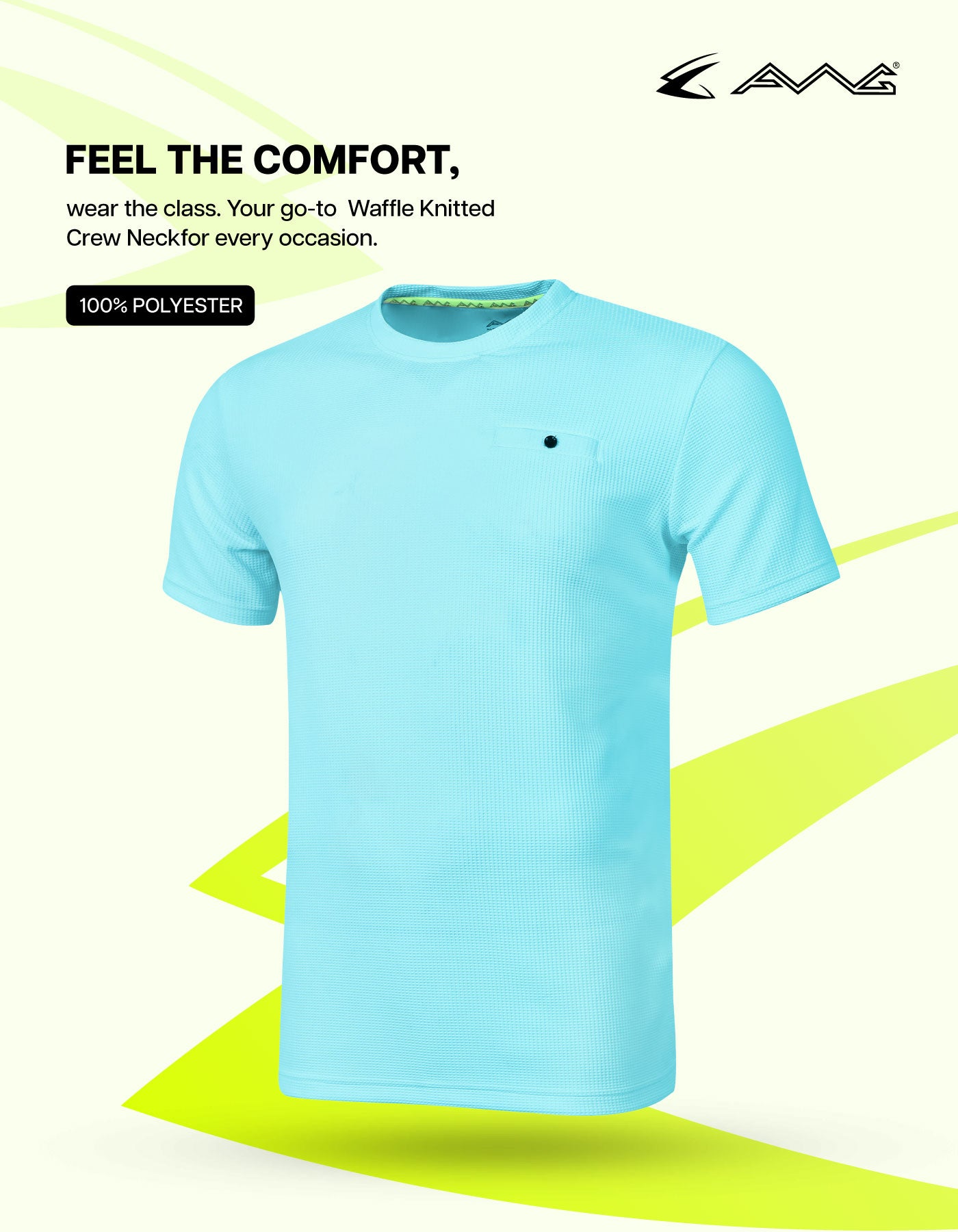 Men Solid Waffle Crew Neck Tshirt