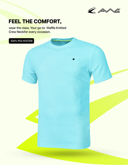 Men Solid Waffle Crew Neck Tshirt