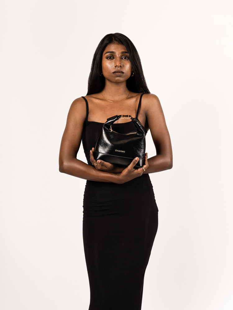 The Bella Black Hand Bag Charme