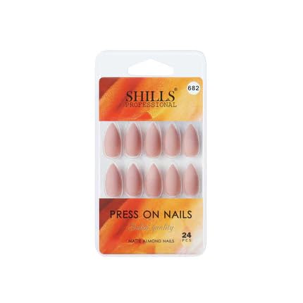 SHILLS PROFESIONAL PRESS ON NAILS SALON QUALITY MATTE ALMOND NAILS 24PCS 686