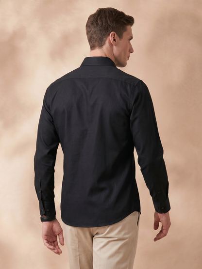 Regular Fit Cotton Black Formal Shirt for Men (FIBON)