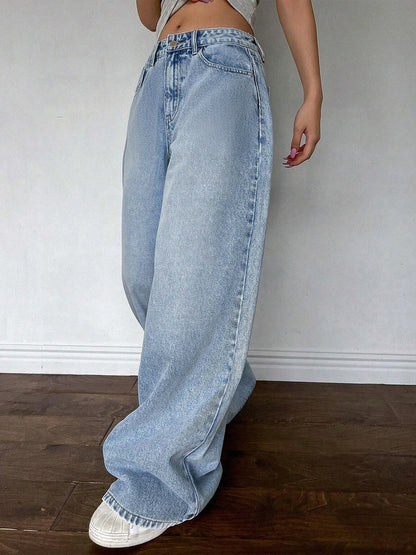 80s Snowy Blue Washed Super Wide Leg Jeans