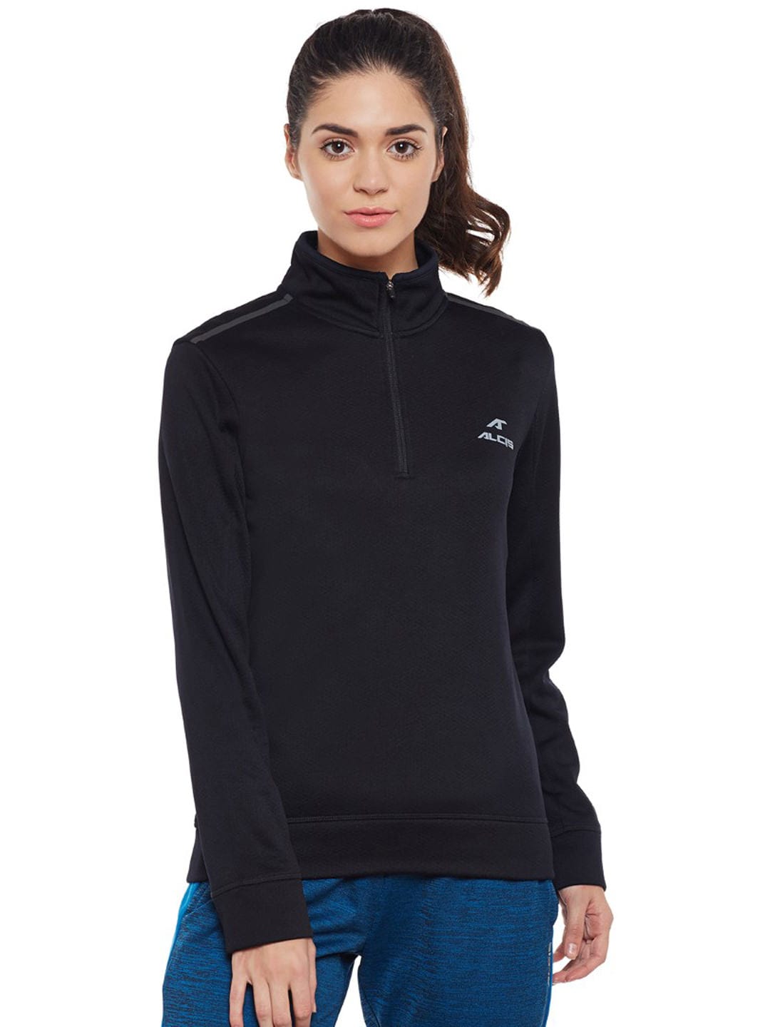 Alcis Women Black Solid Sweatshirt 339WSS318 339WSS318-S