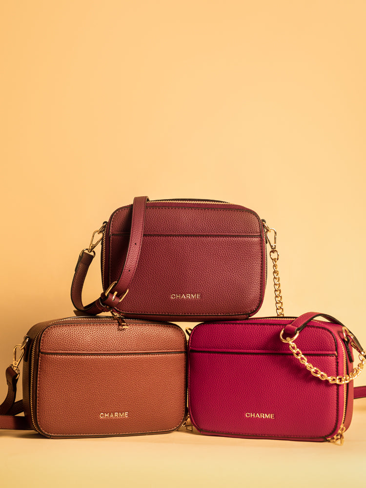 Boxed & Bold Wine Sling Bag Charme