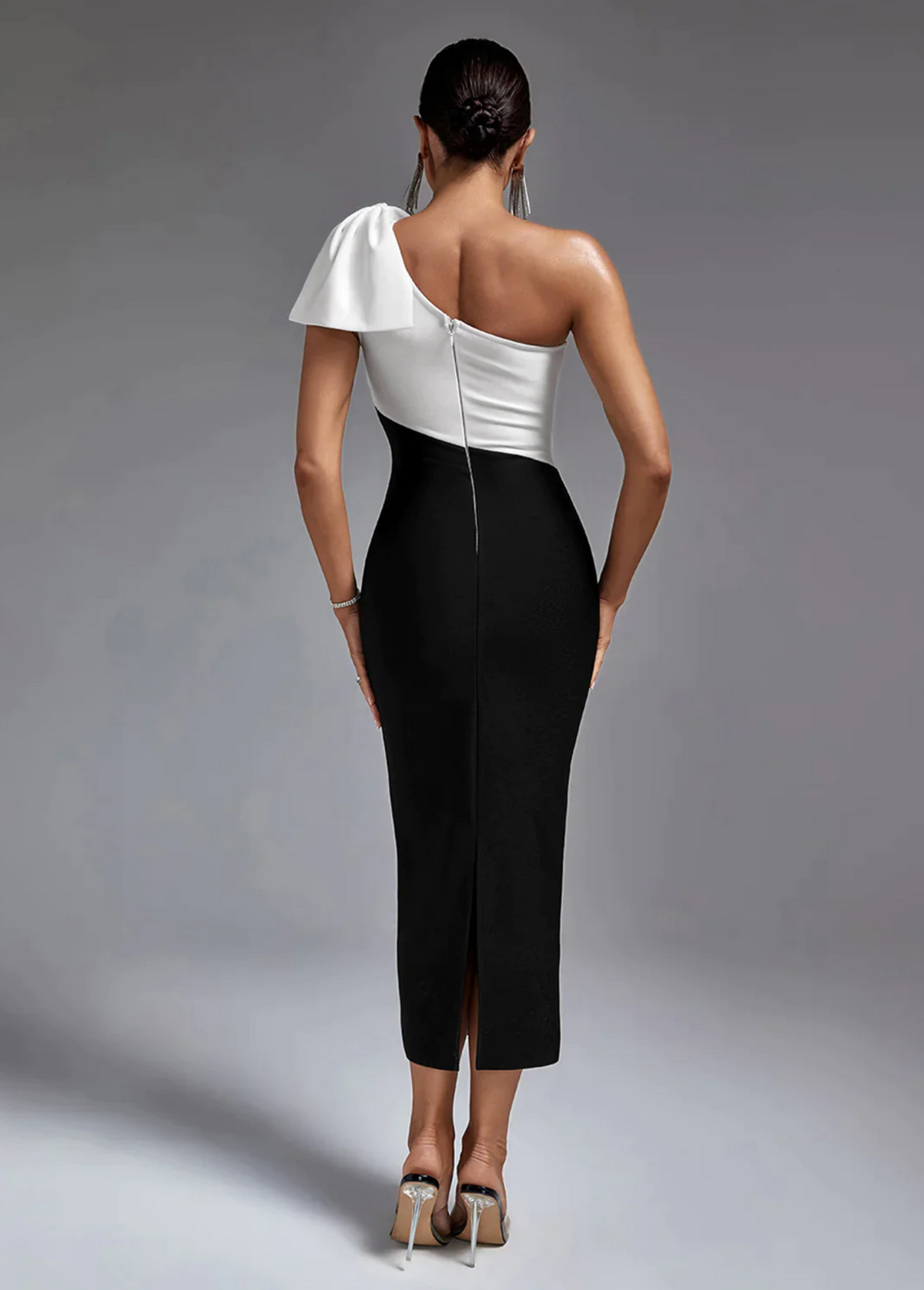 Black & White One Shoulder  Dress De Novoo
