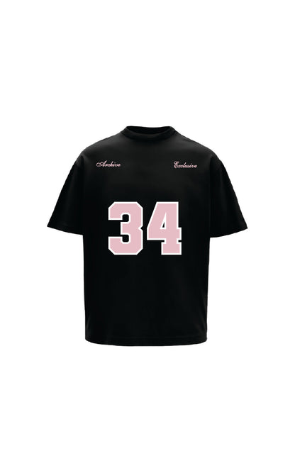 Reimagined Printed Black Oversized T-Shirt Main Character