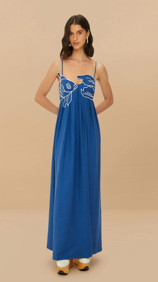 Blue Fish Maxi Dress De Novoo
