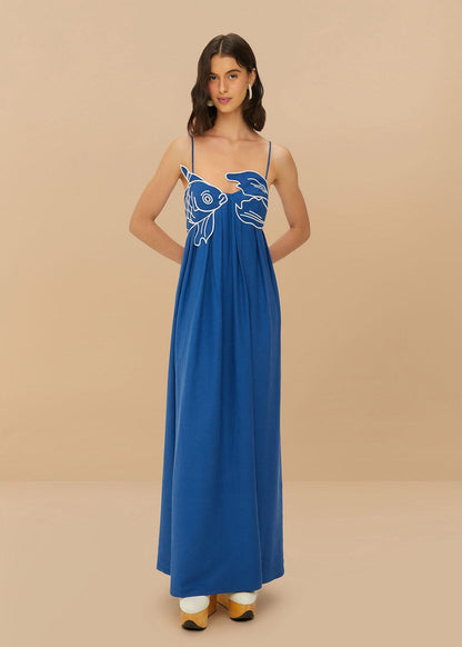 Blue Fish Maxi Dress De Novoo