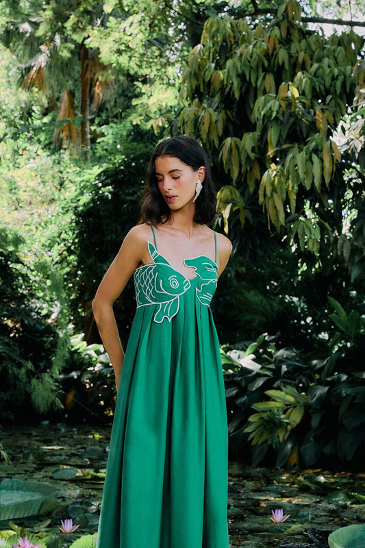 Green Fish Maxi Dress