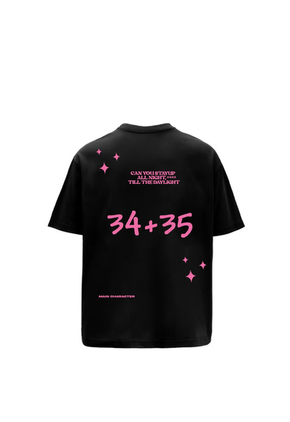 34+35 Heavyweight Round Neck Oversized Black T-Shirt Main Character