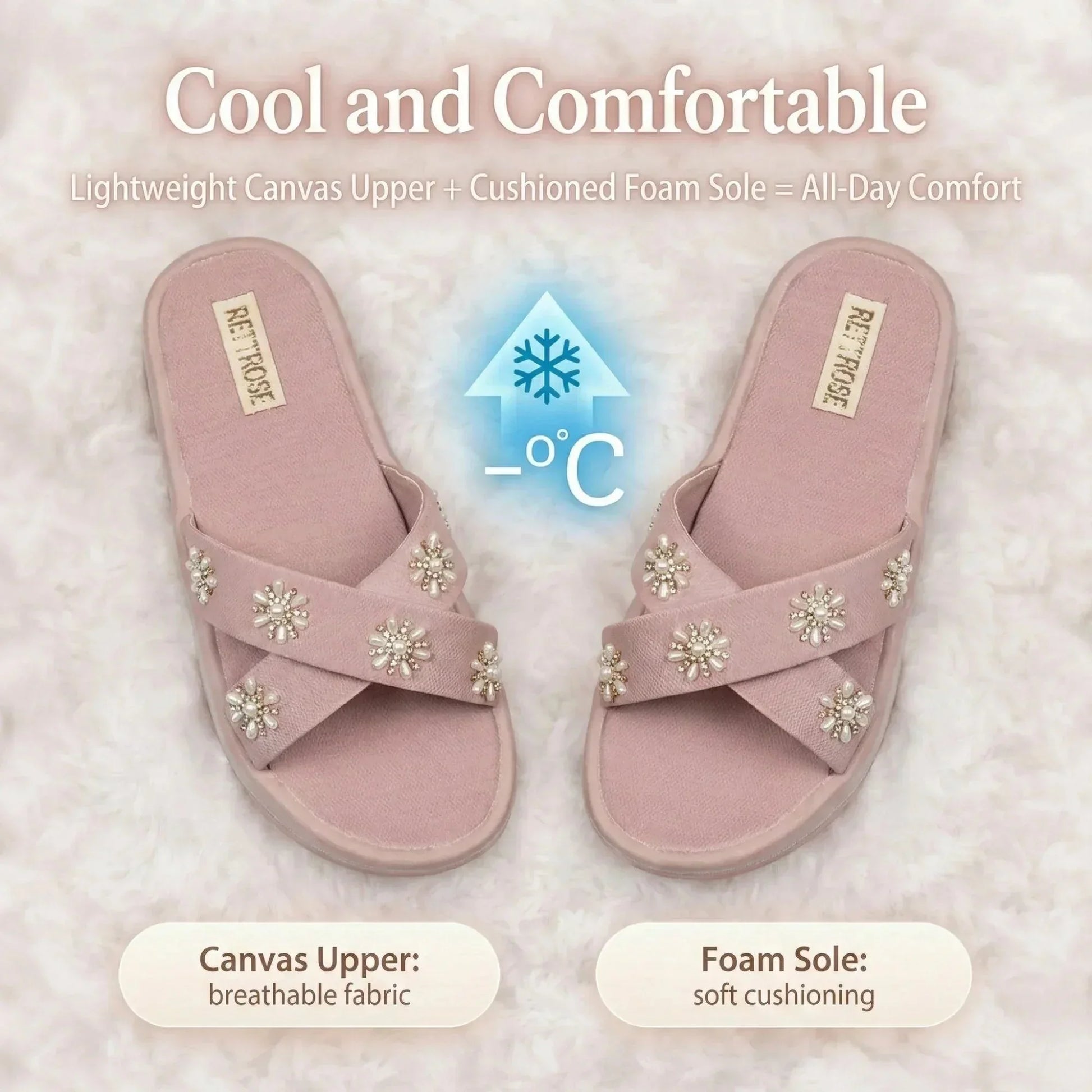 The Safira Pink Luxury Cross Over Embellished Slides Rettrose