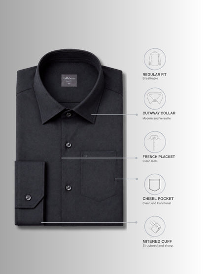 Regular Fit Cotton Black Formal Shirt for Men (FIBON)