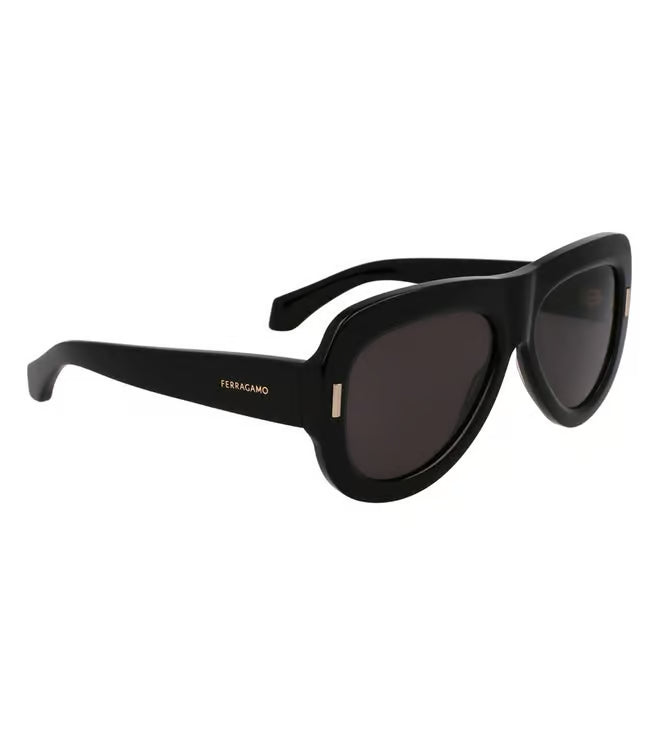 Salvatore Ferragamo Lente Solar Black Lente Solid Grey Sunglasses
