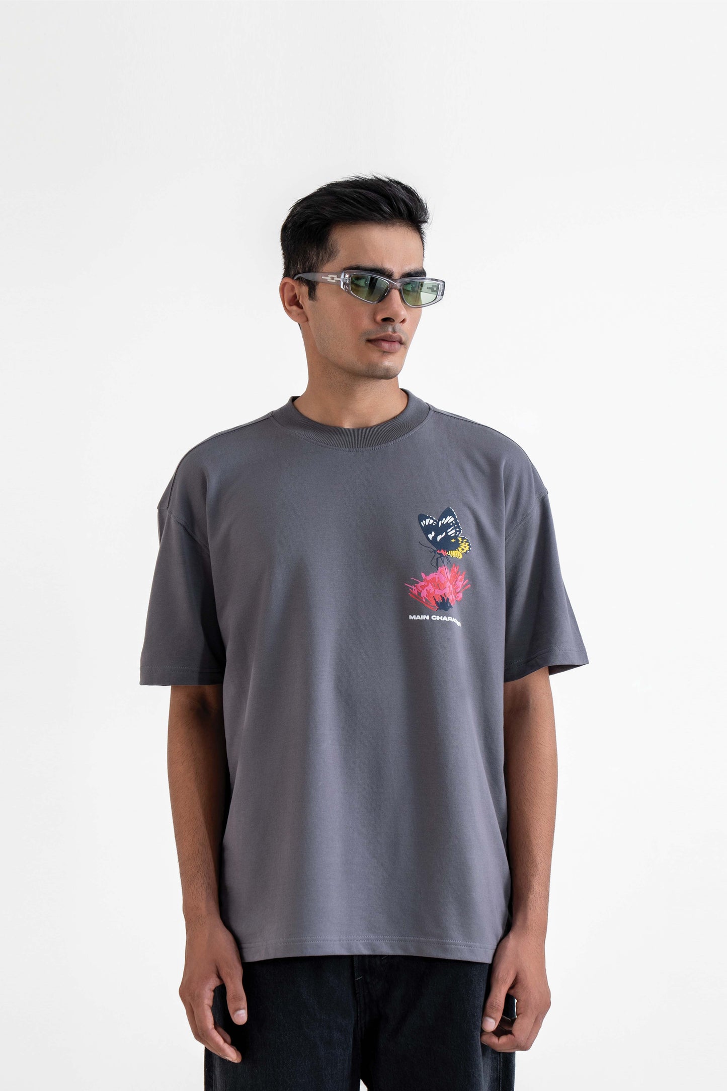 Cruel Grey Oversized Printed T-Shirt