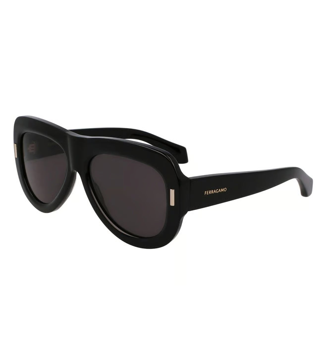 Salvatore Ferragamo Lente Solar Black Lente Solid Grey Sunglasses