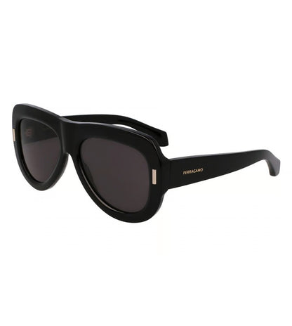 Salvatore Ferragamo Lente Solar Black Lente Solid Grey Sunglasses