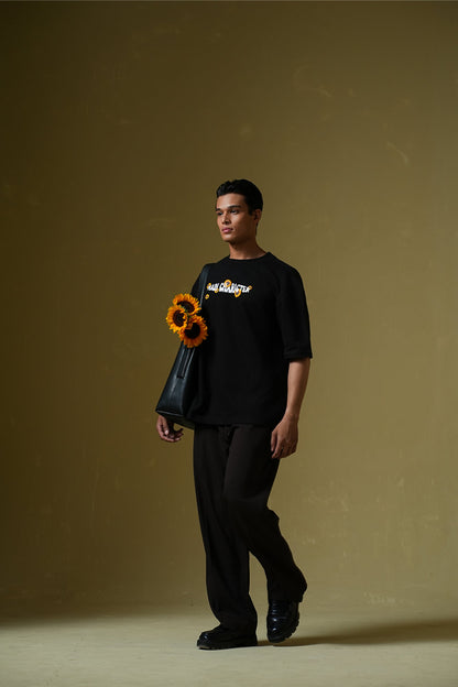 Houdini Printed Black Oversized T-Shirt Main Character